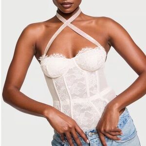 VICTORIA'S SECRET VERY SEXY SHINE STRAP HALTER LACE TEDDY